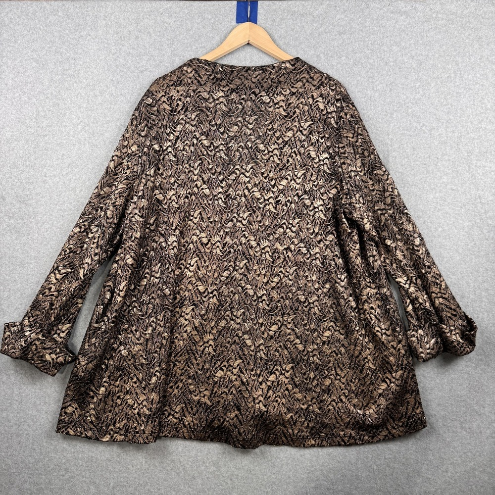 Ali Miles Jacket Womens 2X Gold Black Metallic Lace Button Front Boho‎ Artsy - Picture 2 of 9